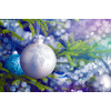 Christmas celebration holiday background - christmas-tree decoration bauble on decorated Christmas tree with defocused blurred lights bokeh and copyspalce