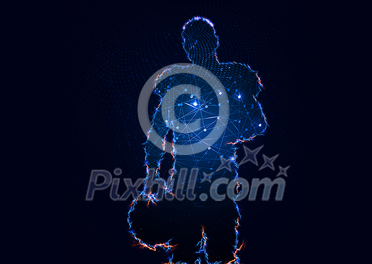 siluete portrait of american footballer in action isolated on black background siluete portrait of american footballer in action isolated on black background