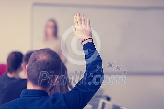 Group of young students doing technical vocational practice with teacher in the electronic classroom, Education and technology concept