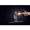 Human hand touching with finger robot sketched design