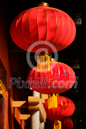 Chinese traditional red lanterns in Chengdu, China