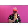 Overweight plus size female, fat women, Fat girl, Chubby, holding golden fruit ananas isolated on pink background - lifestyle Woman diet weight loss overweight problem concept. High quality photo