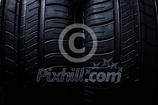 Tyre change - wheel balancing or repair and change car tire at auto service garage or workshop by mechanic Tyre change - wheel balancing or repair and change car tire at auto service garage or workshop by mechanic