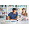 Students in a library, studying for an exam