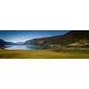 The panorama with Kitzsteinhorn(Tauern Alps) and Zell am See in the Zell am See-Kaprun region, Austrian Alps, Salcburgerland