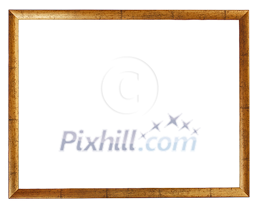 Gold plated wooden picture frame isolated on white Gold plated wooden picture frame isolated on white