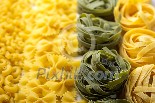 Different types of raw pasta Different types of raw pasta