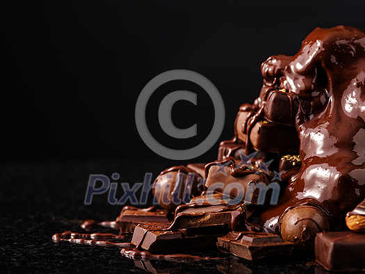Mountain of chocolate and chocolates candys Mountain of chocolate and chocolates candys