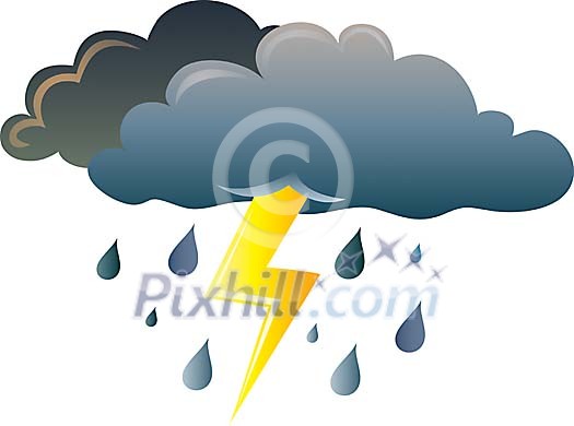 Isolated clouds with thunder and rain Isolated clouds with thunder and rain