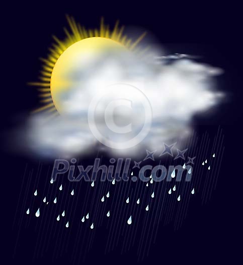 Sun behind the raining cloud